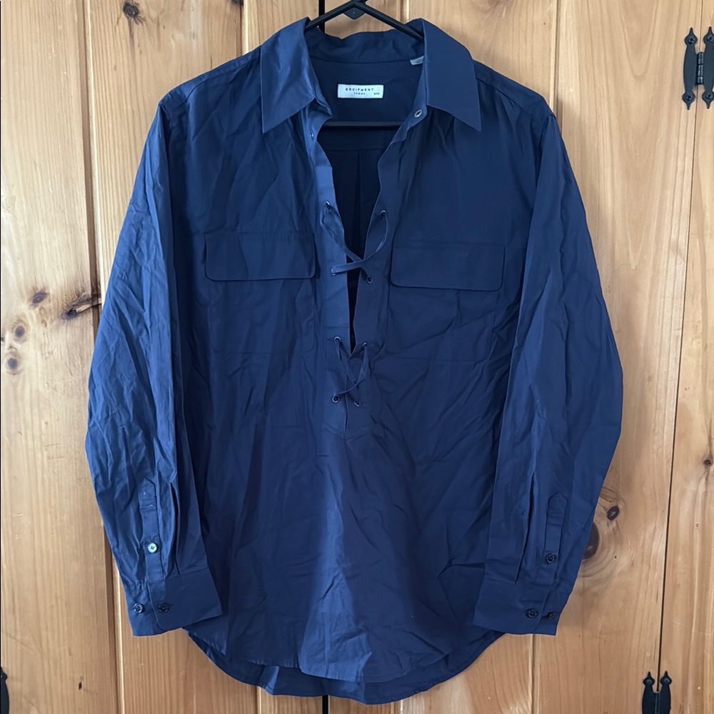 Equipment Navy Lace-Up Shirt Like New